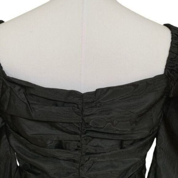 J. Crew Ruched Puff Sleeve Cropped Top in Black Size 10 NWT - Picture 8 of 12